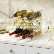 Amazon Hot Kitchen Pantry Refrigerator Storage Bins Free Stand Stackable Plastic Wine Water Bottle Storage Holder Display Rack thumbnail-3