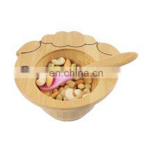 Eco-friendly Wood Bamboo Baby Bowl Plate Custom Stay Put Suction Baby Feeding Bowl With Suction Base thumbnail-3