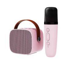 2024 New Portable Mini Kids Bluetooth Karaoke Rechargeable Speaker Sound Box With Wireless Mic for Stage Performance thumbnail-1