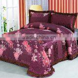 3 Pcs Gorgeous Jaquard Flower Quilt Bed Set In Purple Red Color thumbnail-1
