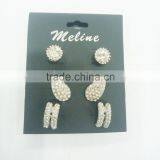METAL CRYSTAL RHINESTONE TRIO EARRING thumbnail-1