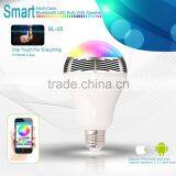 AC100-240V Bluetooth E27 RGB Light Audio Bulb Wireless Music Bulb Multi Color Bluetooth Smart Led Bulb With Speaker