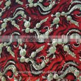 Best sell embroidered gold sequin fabric lace embroidered fabric for woman garment