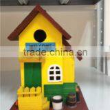New Wooden Yellow Colored Birdhouse for Decoration Birdcage thumbnail-1