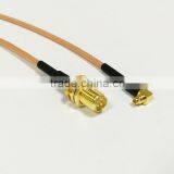 8in RF Electrical Wire Coaxial Cable Connector MMCX Male Right Angle to RP-SMA Female Bulkhead Pigtail RG316 20cm thumbnail-1