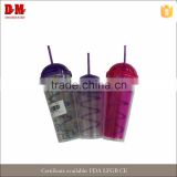 China round cap 450ml party modern clear plastic straw cup with lid