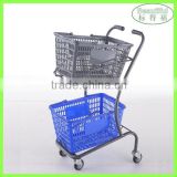 Two Tiers Plastic Shopping Basket/Cart Trolley for Supermarket