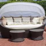 New Design Rattan Beach Sun Lounger with canopy Alu frame with powder coated