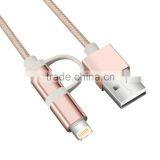 Android Galaxy S7/Edge Rose Gold USB Cable, Braided Metal Jacket USB to 8pin for IPhone 6s, for IPad Air 2 Mini IPad Pro thumbnail-3
