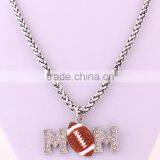 Mother's Day Gift Zinc Alloy Crystal MOM Football Necklace thumbnail-3