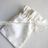 White Cotton Bags Jewelry Bags With Draw String