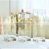 Square Home Decor Table Centerpieces Clear Glass Vase for Flower Arrangements thumbnail-3