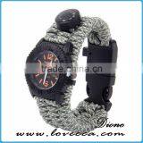 Multifuctional Paracord Survival Watch With Compass Whistle Fire Starter Watchband Bracelet Outdoor Activities Tool thumbnail-2
