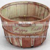 ORANGE RED WASH ROUND HOME & GARDEN BAMBOO CHIP BASKET thumbnail-1