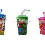 350ml PP Promotional Plastic Beverage Drinking Cup With Straw thumbnail-2