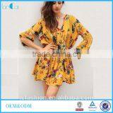 2017 Hot Sell Vintage Flower Print Lace Summer Boho Dress Women Long Lantern Sleeve Loose Short Dress Women thumbnail-1