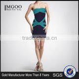 MGOO Cheap Clothes China Custom OEM/ODM Strapless Bodycon Dress Contrast Blue Party Dress Sexy Bandage Vestidos H206 thumbnail-1