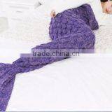 Wholesale Winter Thick Fish Scale Mermaid Knitted Throw Blanket thumbnail-3