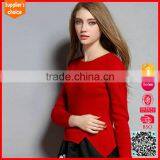 Latest Design Unique Autumn Knit Ladies Solid Color Pullover Sweater thumbnail-3