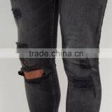 Cotton Blend Black Washed Rip Skinny Jeans thumbnail-4