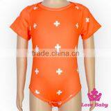 Summer Kids Modeling Clothes Short Sleeve Orange Elastic Cotton Spandex Bodysuit Romper Jumpsuit thumbnail-1