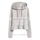 Yihao 2017 Spring Autumn New Long Sleeve Ruffle-hem Hooded Sweatshirt Hoodie Custom Logo thumbnail-3