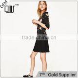 2017 OEM Spring Elegant Black Midi Flared Skirt With the Hem thumbnail-1