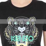 Girls Short Sleeve O Neck Printed T-Shirts Made in China,Oem 100% Cotton Fashion Black T Shirts for Women thumbnail-4