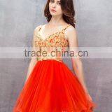 New Fashion Design 2015 Square Neckline Spaghetti Strap Sleeveless Knee-length Lace Short Girl Party Evening Dresses ED580 thumbnail-1