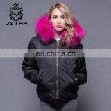 Goods in Stock 2017 New Arrive Black Bomber Jacket With Raccoon Fur Collar thumbnail-1