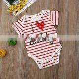2019 Summer Black White Striped "i Love Daddy" Letter Print Kdis Cotton Rompers Baby Short Sleeved Jumpsuits 0-2years thumbnail-2