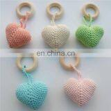 Cute Heart Baby Teething Ring Hand Knitted Teether Rattle Toy thumbnail-1