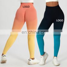 New Design Workout Color Gradients Seamless Women's Leggings High Waist Yoga Pants Tummy Control Scrunch Butt Lift Yoga Tights