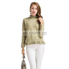 Hot Selling Ladies' 100% Pure Cashmere Sweater Long Sleeved Knitted Preppy Style for Spring OEM Service Available thumbnail-1