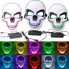 Luminous EL Wire Skull Mask Halloween Horror Scream Creepy Flashy Party Face Led Masks With Light thumbnail-3