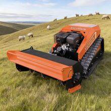 Industrial Gasoline Electric Hybrid Self Propelled Lawn Mower Rubber Tracks Heavy Duty 800MM Cutting Width Robot Mulcher Vigorun thumbnail-2