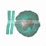 Disposable Green PP 14g/m2 Non Woven Mob Caps 18" 19" 20" 21" 24" Double Elastic Latex Free