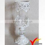 Antique White Pewter Candle Holders thumbnail-1
