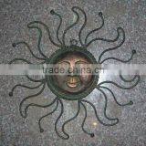 Polyresin sun w/metal flame wall plaque,10"Dia