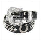 Rhinestone Horse Shoe Accent Fashion Leather Belt thumbnail-1