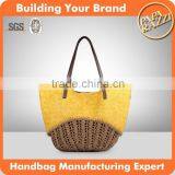 4280 Tote Style PU And Straw Material Featured Designer Handbag