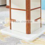 Modern Wooden High Glossy White and Teak Color Round Functional Dining Table and Dining Chair in Dining Room Sets thumbnail-5