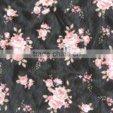 Pink Flower on Black Mesh Half Shiny Mesh Spandex Nylon 70210 Elastic Kids Shoes Fabric thumbnail-5