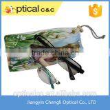 Cheap Digital Printed Micro Fiber Double Drawstring Eye Glass Pouch Quality Choice