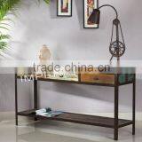 INDIAN IRON AND RECYCLE WOOD CONSOLE TABLE WITH 3 WOODEN DRAWER thumbnail-2