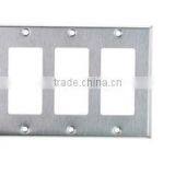 3 GANG Decorative Switch and Duplex Receptacle Wall Plate Stainless Steel thumbnail-1