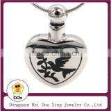 Trend Pet Memorial Cremation Jewelry Wholesales Cute Animal Peace Dove Always In My Heart Stainless Steel Cremation Urn Pendant thumbnail-1