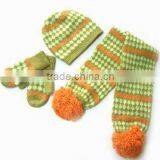 Teenager Knitted Scarf Beanie and Mitten Set