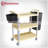 3 tier restaurant kitchen foodcart trolley, collection hand cart with bucket