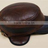 New Men's Real Cowhide Leather Vintage Sunbonnet Baseball Beret Cap Hunting Hat thumbnail-3